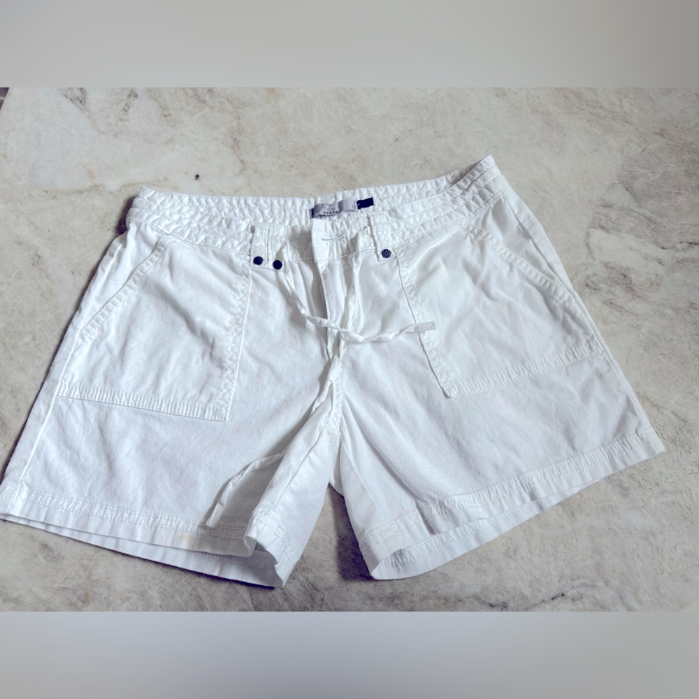 Prana Tess white chino shorts with tie belt